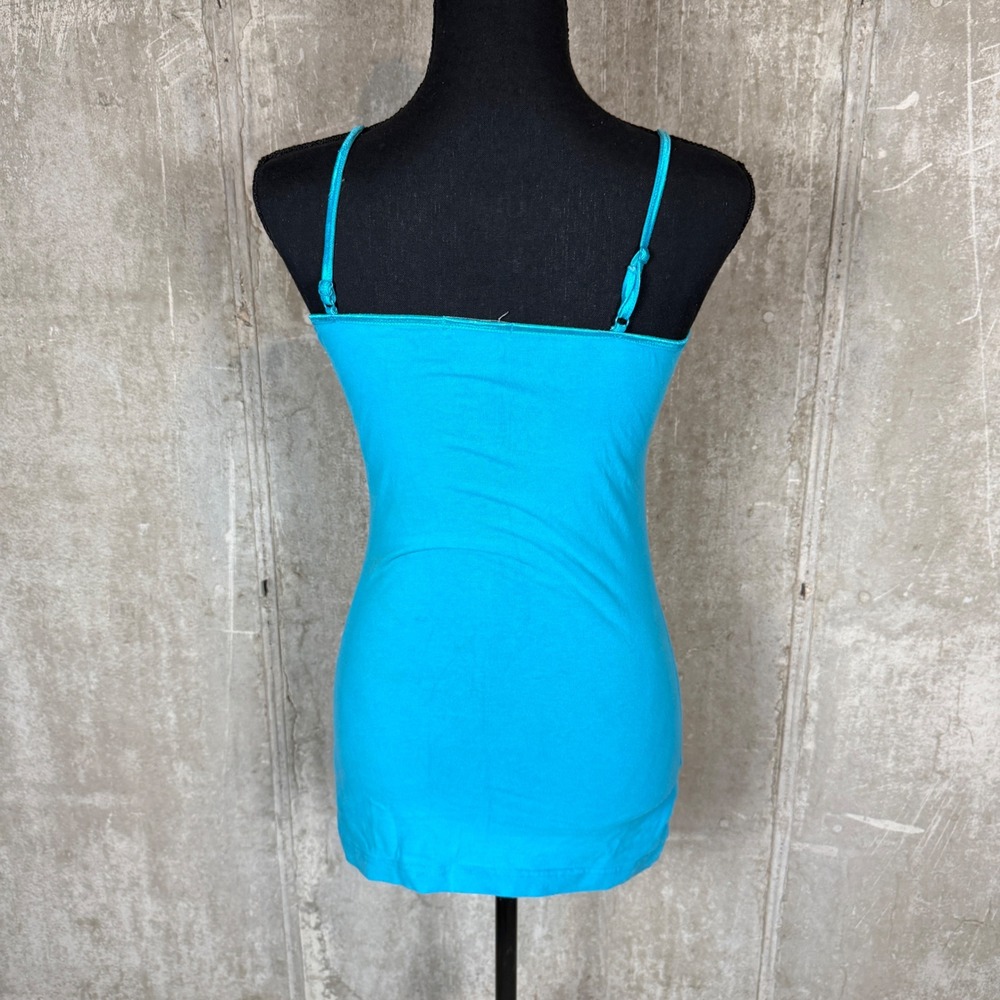 Deb Women Turquoise Blue Cotton Blend Cami Tank Top Small Adjustable Straps Y2K - Picture 3 of 5